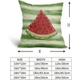 thumbnail image 5 of Summer Pillow Covers 18x18 Inch Watercolor Watermelon Green Stripe Outdoor Decorative Throw Pillow Covers Set of 2 Rustic Pillowcases Farmhouse Cotton Linen Cushion Covers for Couch Bed Summer Decor, 5 of 6