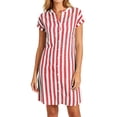 thumbnail image 4 of Iyufng Casual Dresses for Women Summer V-Neck Striped Short Sleeve Button Down Dress, 4 of 8