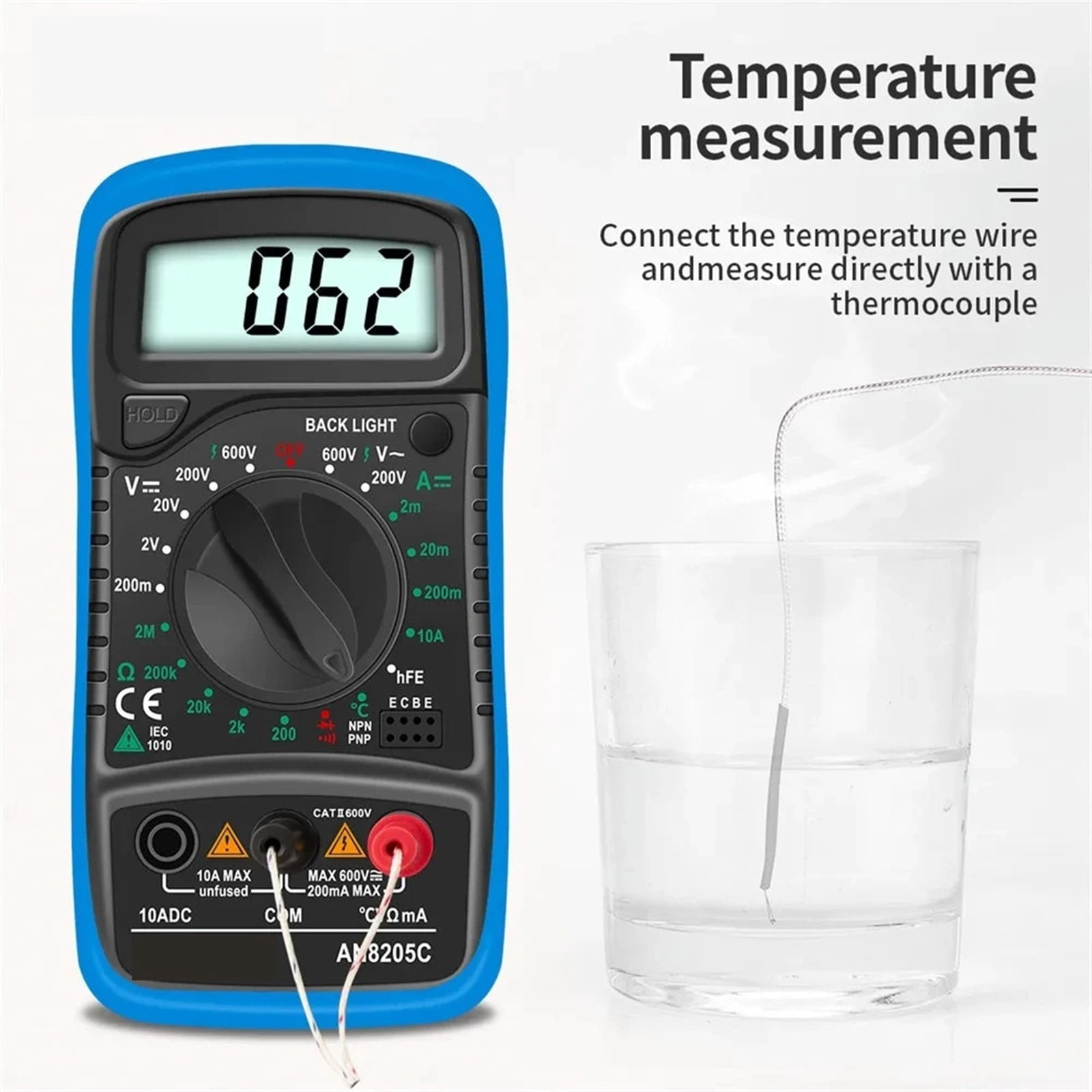AN8205C Digital Multimeter Auto Range Backlight AC/DC Ammeter Volt Ohm Tester Portable Meter Multimetro With Thermocouple ,Versatile Measurement