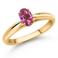 thumbnail image 2 of Gem Stone King 0.50 Ct Oval Pink Mystic Topaz 10K Yellow Gold Solitaire Engagement Ring, 2 of 4