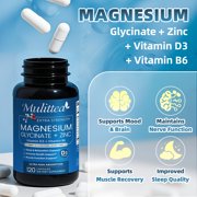 Magnesium Glycinate 500mg with Zinc - Vitamin D3 & B6, Magnesium Supplement - Support Muscle & Sleep, 120 Capsules(3 Pack)