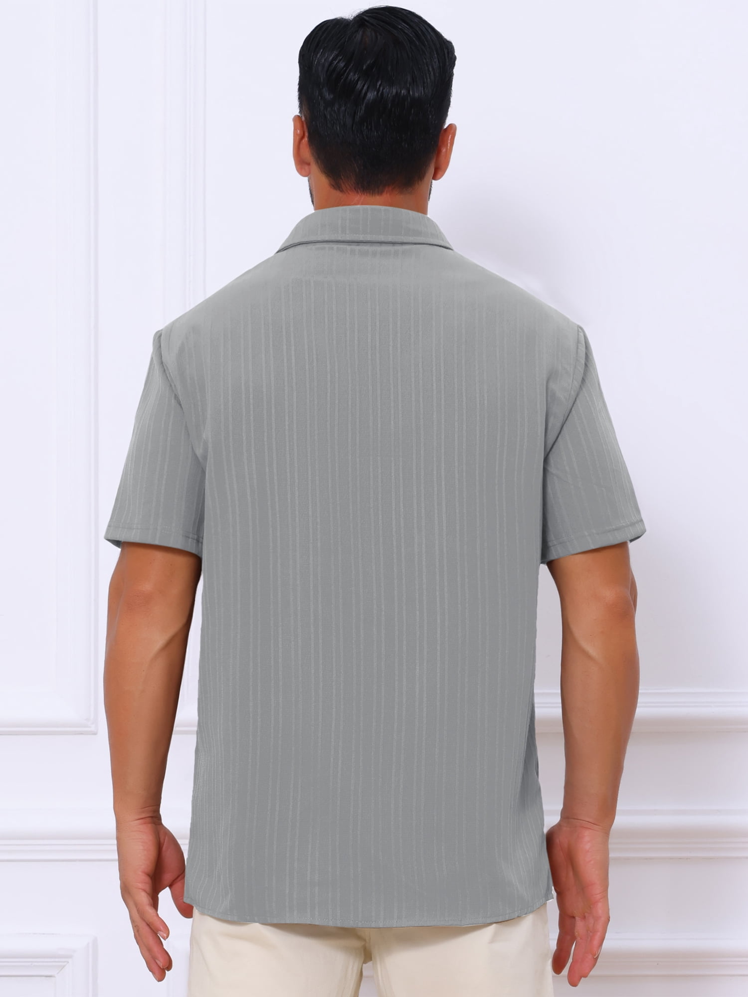 DARING DIVA Men's Short Sleeve Button Down Beach Summer Casual Shirt for Men M Gray