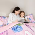 thumbnail image 4 of Manfei Lovely Letter A Twin Comforter Sets,Sweet Flower Bedding Set,Multicolored,Pink Reversible,2-Piece,1 Comforter and 1 Pillowcase, 4 of 7