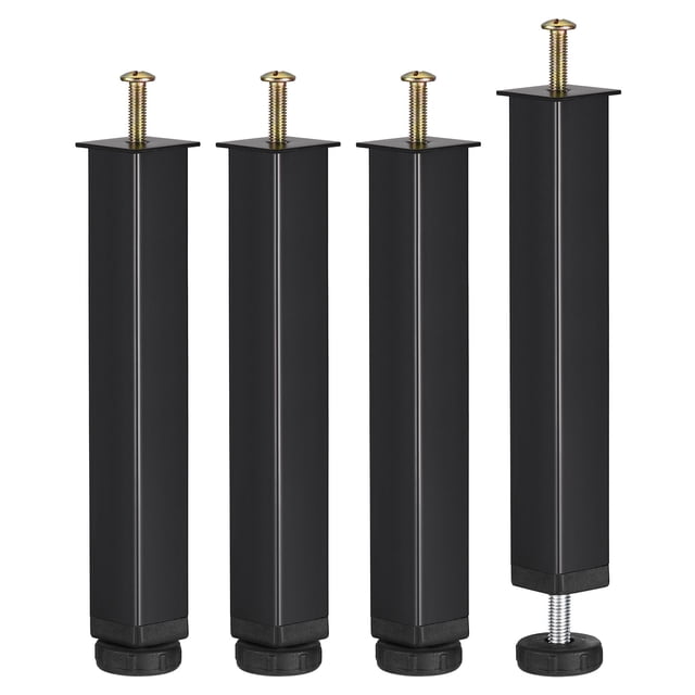 Unique Bargains 4 Pack Adjustable Height Bed Frame Support Legs(220mm-255mm/8.7'-10'), Black