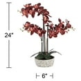 thumbnail image 4 of Red Orchid Flower Arrangement Potted - 24" Faux Silk Artificial Plant in Crackle Gray Vase - Realistic Home Decor for Living Room, Office, Bedroom, Kitchen, 4 of 6