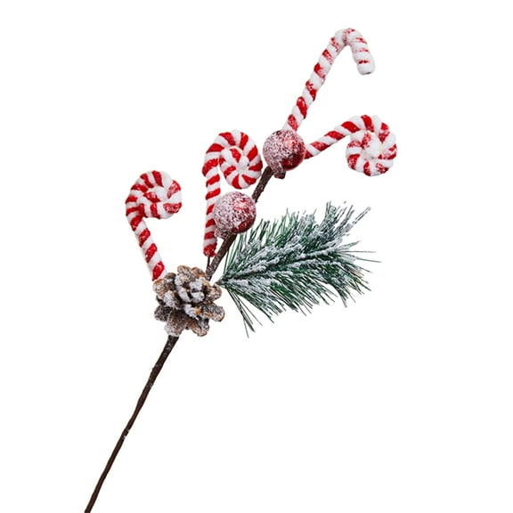 Luoshdecor Christmas Berry Pine Stems,Holly Branch Picks with Pine Cones Winter Holiday Floral Pick for Winter Decoration Xmas Party DIY Crafts