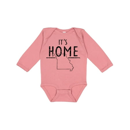 

Inktastic It s Home- State of Missouri Outline Distressed Text Gift Baby Boy or Baby Girl Long Sleeve Bodysuit