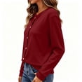 thumbnail image 5 of Cmfcve Knitted Fleece Cardigan for Women Button Up Sweaters Long Sleeve Fall Casual Cropped Cardigan Jackets Warm Outerwear Tops, 5 of 7