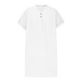 thumbnail image 4 of OSFVNOXV Cotton Linen Dresses for Women 2025,Summer Casual Lounge Nightgown Mini Dress,Short Sleeve Button Front V-Neck Pullover Shirt Dress for Sleepwear,S-3XL, 4 of 8