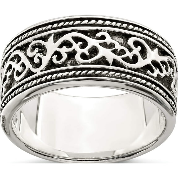 Sterling Silver Antiqued Band (Size 10) Made In Thailand qr330-10