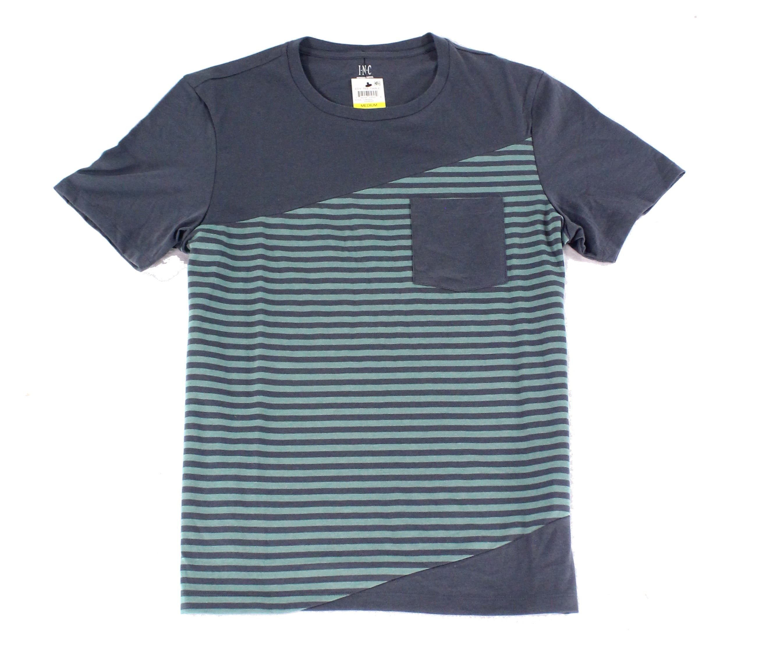 INC INC NEW Gray Mens Size 3XL Crewneck Striped ShortSleeve Graphic