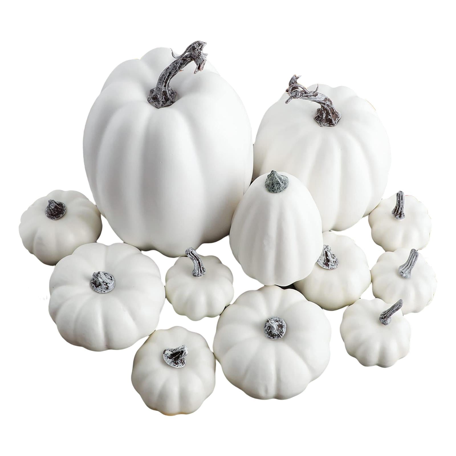 12 Piece Living Artificial Pumpkin Set, Large Foam Pumpkins, Party Decoration, Assorted, for