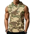 thumbnail image 2 of Mens Sleeveless Hoodie Camouflage Pattern Drawstring Hooded Vest with Kangaroo Pocket Relaxed Fit Sportswear Top, 2 of 7