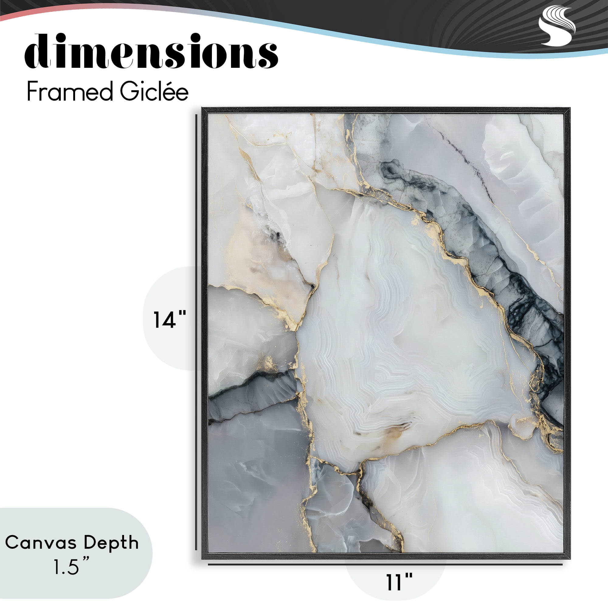 Stupell Industries Luxe Stone Geode Black Framed Giclee Art, design by Svetlana Aleynikova