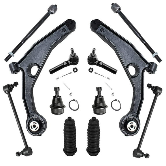 Detroit Axle - Front 12pc Suspension Kit for 2007-2010 Sebring, 2008-2014 Dodge Avenger, 2 Lower Control Arms 2 Ball Joints 4 Outer and Inner Tie Rods 2 Sway Bars 2 Boots   Bellows Replacement