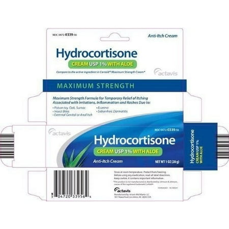 Actavis Hydrocortisone Cream USP 1% with Aloe, 1 Oz.