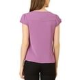 thumbnail image 3 of Allegra K Women's Solid V Neck Cap Short Sleeves Work Blouse, 3 of 6