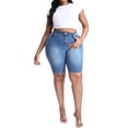thumbnail image 5 of Gocolloa Women Plus Size Jean Shorts Stretchy High Waisted 10" Inseam Knee Length Denim Bermuda Shorts Royal Blue 26W, 5 of 5