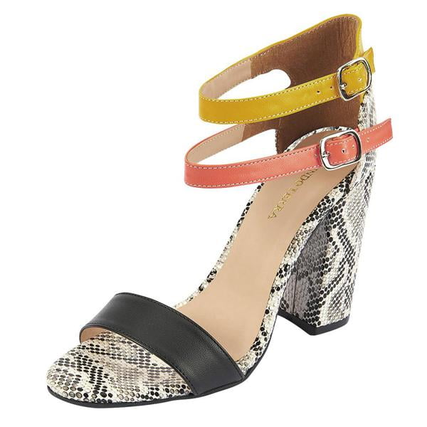 SANDALIA DE TACÓN CON LINEAS MULTICOLOR Mundo Terra 022474