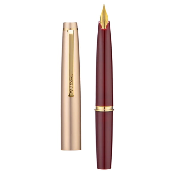 Refillable Extra Fine Fountain Pen with Metal Body and Gold Trim,Smooth Writing Mini Pen for Office Work,Students,and Gifting,1 Pack