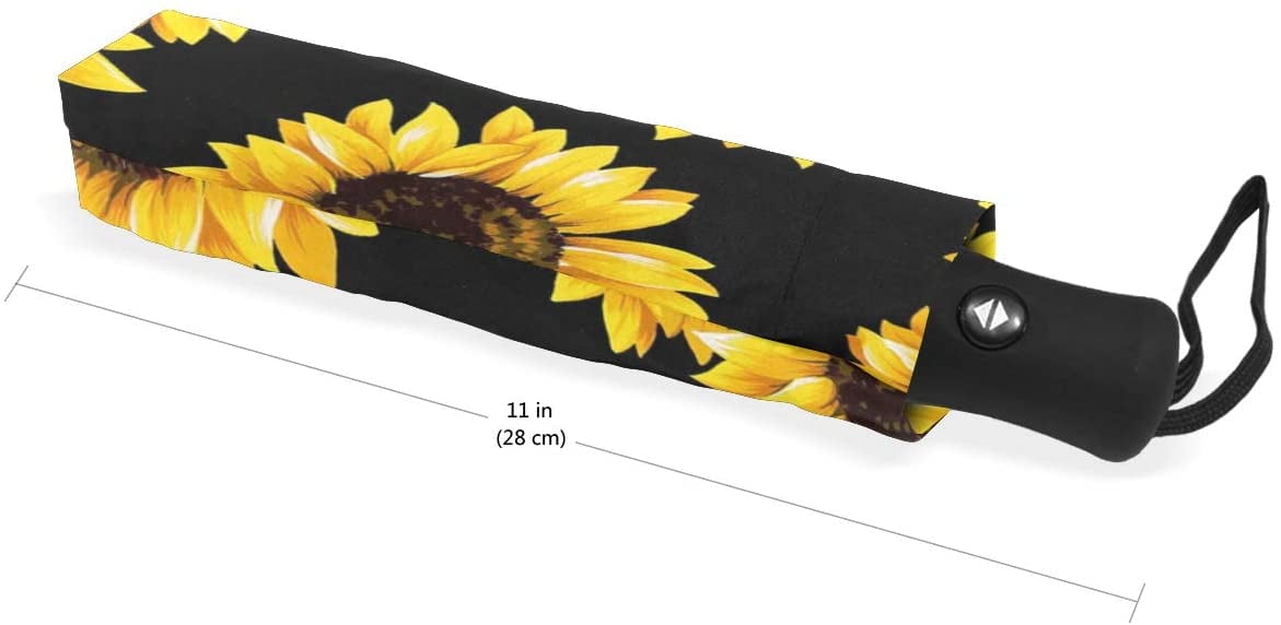 Art Sunflower Umbrella Automatic Auto Open Close Travel Sun Blocking Windproof Umbrellas for Women Men