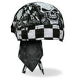thumbnail image 3 of Headwrap CHECKERED FLAGS & SKULLS Hot Leathers Premium Bandana DuRag Sweatband, 3 of 7