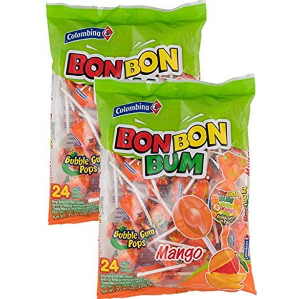 Colombina Bon Bon Bum Bubble Gum Filled Lollipops Mango Flavor 17oz 2 Pack Colombina Bon Bon Bum Bubble Gum Filled Lollipops Mango Flavor 17oz 2 Pack