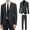 Charcoal Grey, variant on Men's Suit Slim Fit 2 Piece Suits for Men, Two Button Blazer Jacket Pants Set with Tie for Wedding Business Dinner