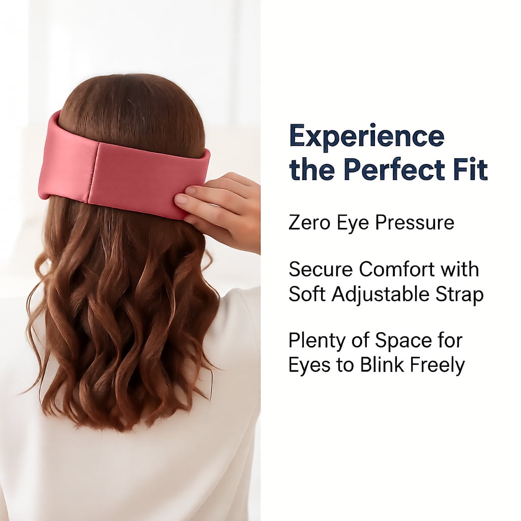 FACEMOON 100% Mulberry Silk Sleep Mask, Adjustable Headband, Light-Blocking
