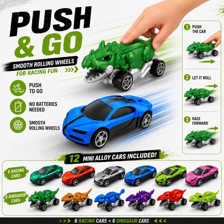 JoyStone Dinosaur Truck Toy Set with 12 Mini Cars photo 5
