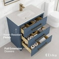 thumbnail image 3 of Eviva Curio 30"W x 18"D Dark Blue Bathroom Vanity with White Carrara Quartz Countertop and Undermount Porcelain Sink, 3 of 11