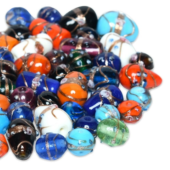 CRAFT ATTIC 2/3 LB Bag of Assorted Glass Beads for Jewelry Making, Lampwork Murano Bead Mix for Bracelets and Necklaces, Crafting Beads Supplies Kit, Large & Small Beads (Wedding Cake Mix)