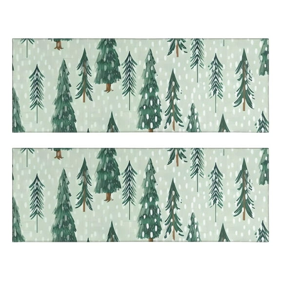 Kitchen Rugs Sets Of 2,Light Green Christmas Tree and Snow Pattern Anti Fatigue Kitchen Mat Rugs Non Slip Washable,Decorative Kitchen Floor Mats for Kitchen,Sink,Laundry,17"X47"