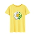 thumbnail image 4 of Xuanfei Women Daisy Floral Clover Printing Round Neck Short Sleeve T-Shirt, 4 of 7