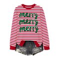 thumbnail image 4 of FYEGRE Striped Print Crewneck Long Sleeve Lined Soft Thermal Comfort Fabric Casual Loungewear Top For Everyday Wear Red L, 4 of 4