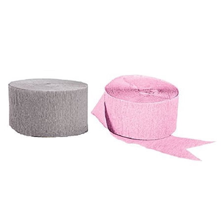Pink and Gray Crepe Paper Streamers - 4 Rolls Total | Walmart Canada