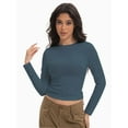 thumbnail image 4 of Womens Long Sleeve Shirts Basic Crop Tops Going Out Fall Fashion Underscrubs Layer Slim Fit Tops, 4 of 6