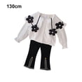 thumbnail image 3 of 2 Pieces Girl Clothing Sets Autumn Long Sleeve Florals Printing White Shirt Top Clothes Flared Pants for Party Home 130cm, 3 of 10