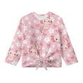 thumbnail image 5 of Xixirimido Cherry Blossom Pink Print Girls Long Sleeve Shirts Cute Kids Fashion Crew Neck Tunic Tops Tie-hem Tees for Fall Winter, Size 11-12, 5 of 7
