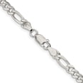 thumbnail image 3 of Sterling Silver 4.75mm Pave Flat Figaro Chain (30 X 4.75) Made In Italy qff120-30, 3 of 5
