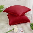 thumbnail image 3 of Unique Bargains 2-Pack Soft Velvet Pompoms Throw Pillow Covers 18" x 18" Red, 3 of 8