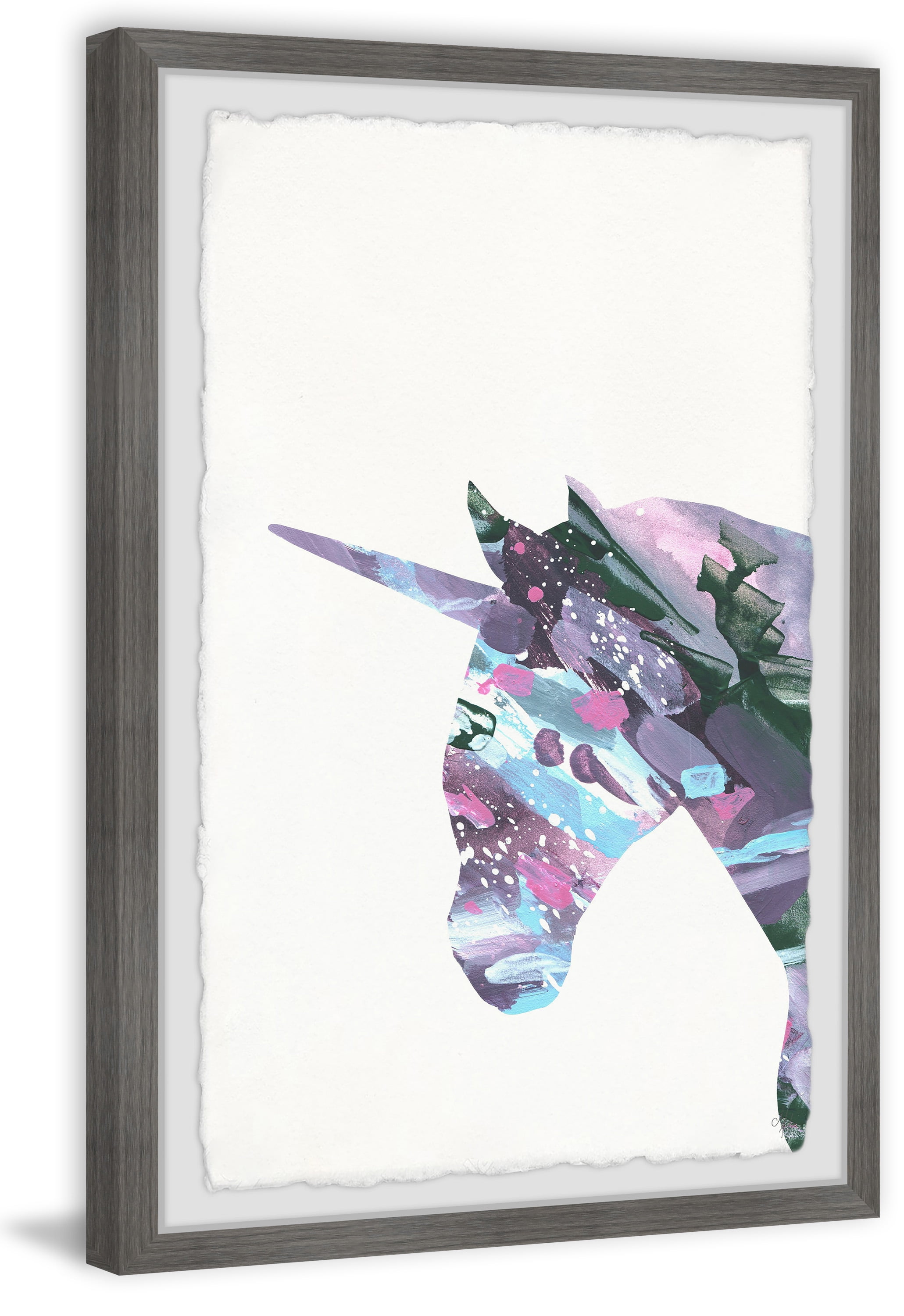 Marmont Hill Dashing Unicorn Ii Framed Wall Art, 24.00" x 1.50"