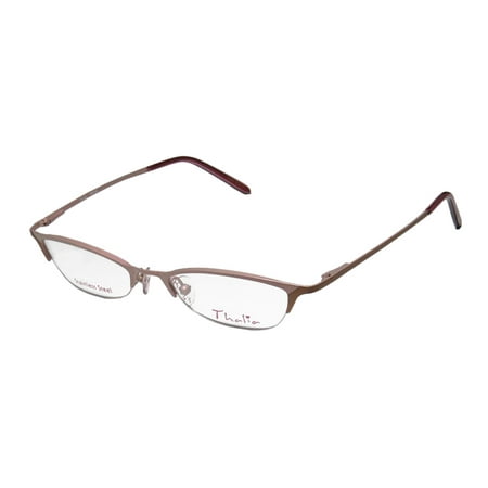 - New Thalia Patia Womens/Ladies Cat Eye Half-Rim Light Rose / Brown Stainless Steel Fabulous Cat Eye Frame Demo Lenses 45-18-130 Spring Hinges Eyeglasses/Eyewear