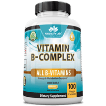 Vitamin B Complex with Vitamin C and Folic Acid - B12, B1, B2, B3, Vitamin B5 Pantothenic Acid, B6, B7, B9 - Nervous System Support 100 Veggie Capsules