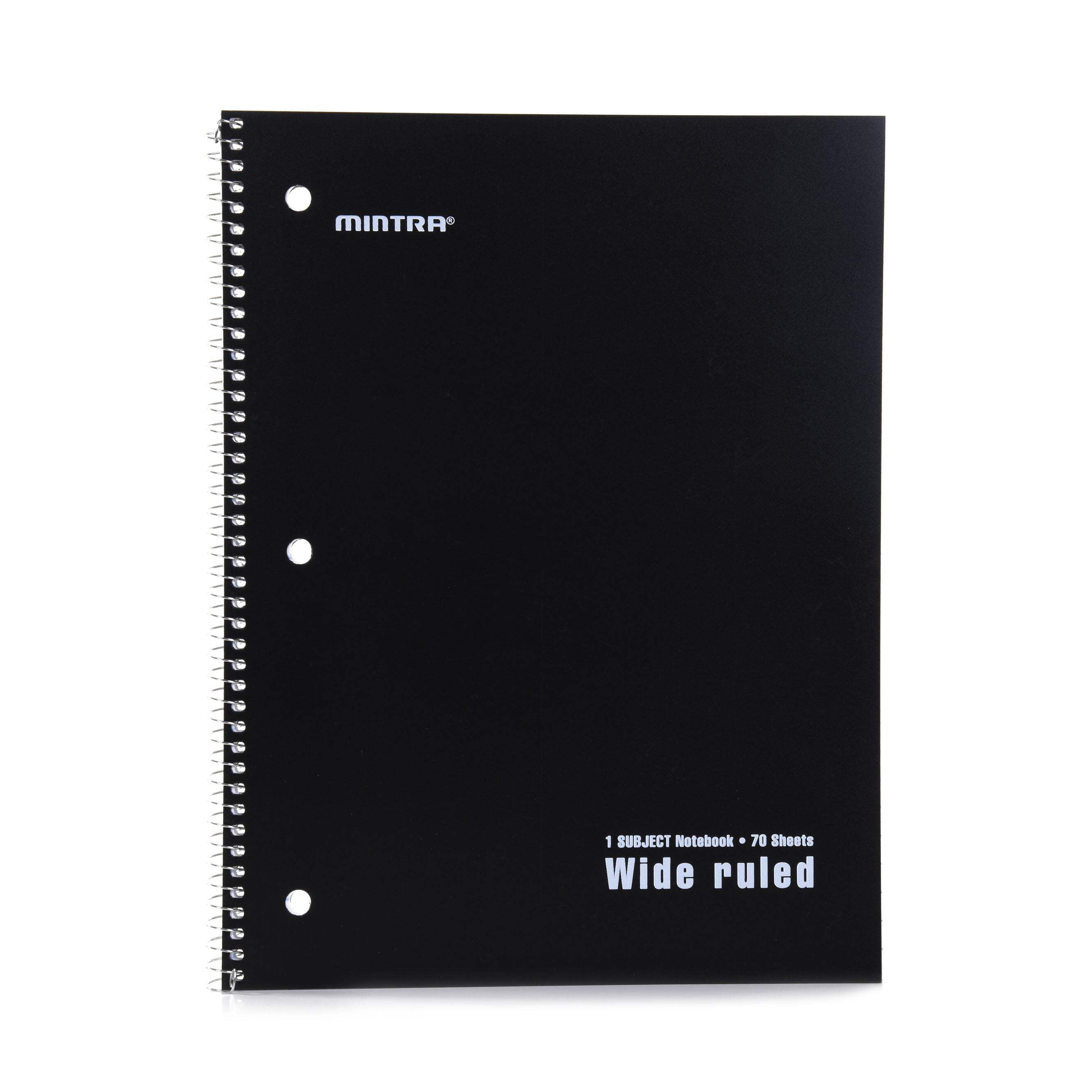 Mintra Office - Spiral Notebooks 70 Count (Poly Cover - Wide Ruled) 24 Pack