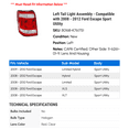 thumbnail image 2 of Left Tail Light Assembly - Compatible with 2008 - 2012 Ford Escape Sport Utility 2009 2010 2011, 2 of 2