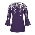 thumbnail image 5 of Purple Women's Long Sleeve T-shirt, Summer Tops For Women 2025 Trendy Boho Floral Print Tunic Shirts 7 Sleeve V Neck Tshirt Casual Loose Blouse,Women's Long sleeve T-shirt XL, 5 of 5