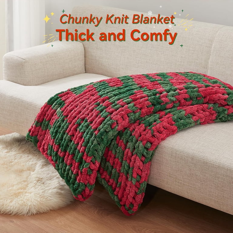 YJLMLY Chenille Chunky Knit Throw Blanket - Handmade White Blanket, 60x80 Inches, Soft Cozy Blanket For Couch