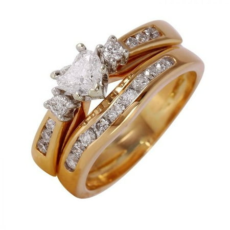 Ladies 1.01 Carat Diamond 14K Two tone Gold Ring