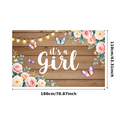 thumbnail image 3 of Floral Design Baby Shower Banner It's a Girl Butterfly Decorations for Gender Reveal Nursery Wall Party, 3 of 8